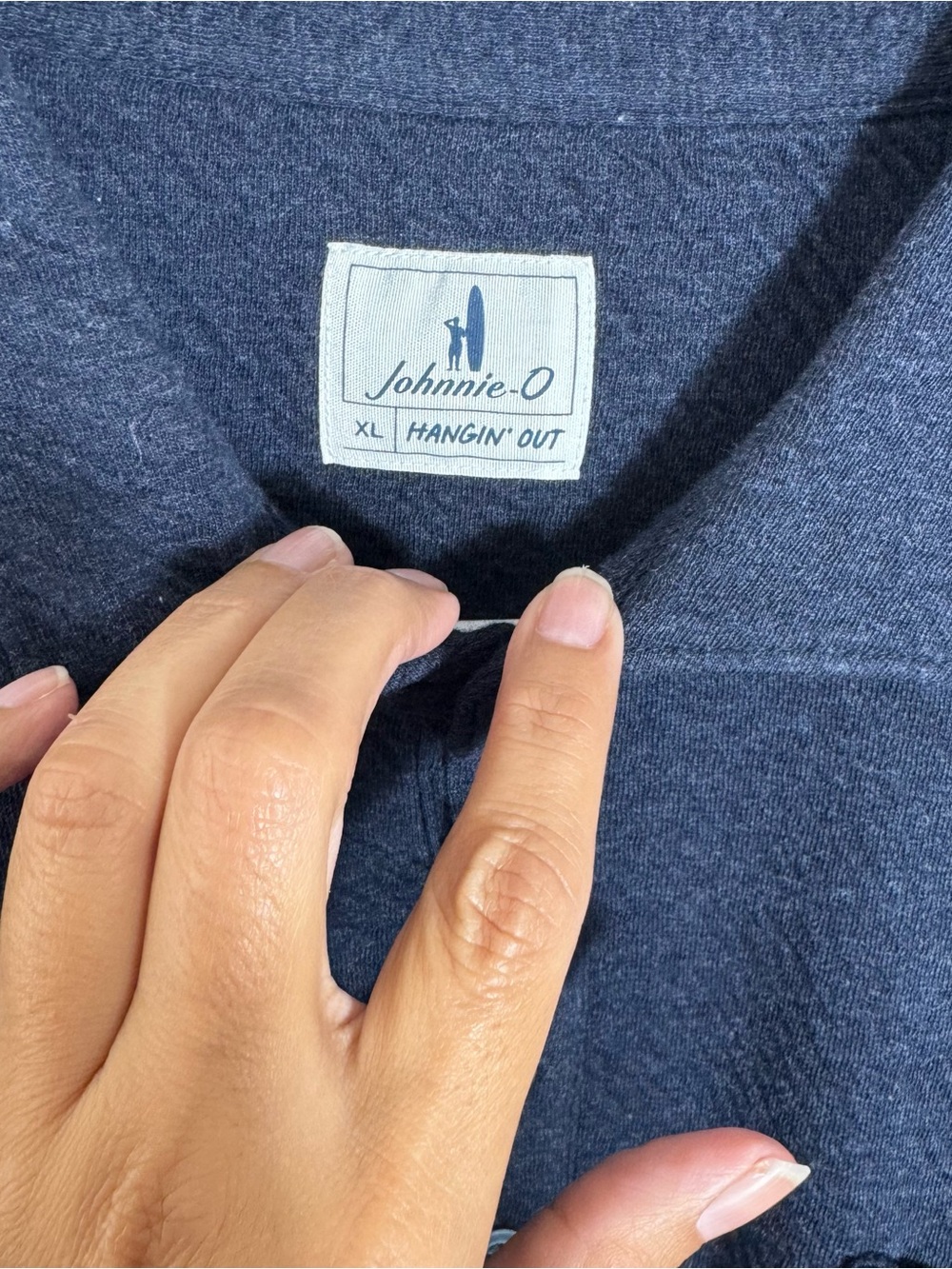 Johnnie-O Alwin Long Sleeve Polo XL Navy Textured Cotton Blend - Picture 5 of 13